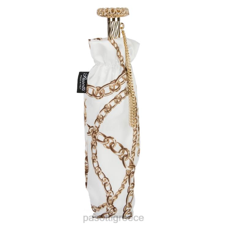 ομπρέλα | PASOTTI 257 58002-9 s15 - αλυσίδες τύπωμα λευκή πτυσσόμενη ομπρέλα 2N6B8616 γυναίκες